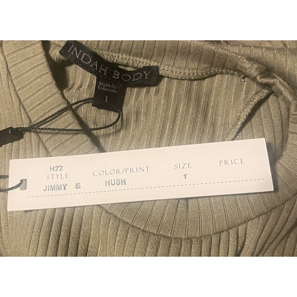 Indah Body Women's 1 Green Stretch Bodycon Ribbed Slits Jimmy Maxi Dress NWT - Picture 5 of 5